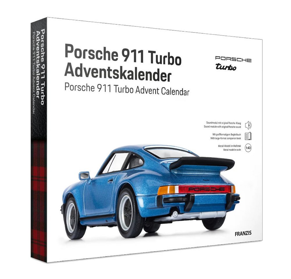 Franzis Adventskalender Porsche 911 Turbo Adventskalender 2025 – Modellauto 1:43 (24-tlg), Bauen Sie in 24 Tagen Ihren eigenen Porsche 911 Turbo! von Franzis