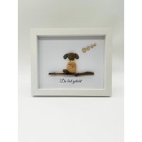 Handgemachtes Steinbild Hund Aus Natursteinen Treibholz Kunst Unikat Geschenkidee Für Hundefreunde, Tierliebhaber, Tierfreunde von FranzisCreativeWorld