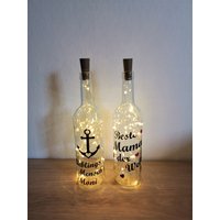 Leuchtflasche - Weinflasche Lichterkette Mit Individuellem Spruch Zur Geburt, Hochzeit, Geburtstag Muttertag Beste Mama Anker von FranzisDekostuebchen