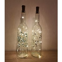 Leuchtflasche - Weinflasche Lichterkette Name Schmetterling Geburtstag, Flaschenlicht Personalisierbar, Geschenk Tochter Schwester Freundin von FranzisDekostuebchen