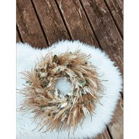 Moderner Boho-Kranz Mit Pampasgras | Trockenblumenkranz Türkranz Adventskranz Weihnachtskranz von FranzisNaturzauber