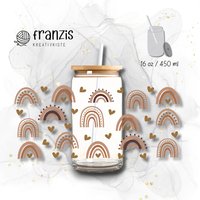 Trinkglas Mit Bambusdeckel Und Strohhalm Regenbogen Einem Fassungsvermögen Von 16Oz/450 Ml Idealer Glasbecher Für Kaffee & Kaltgetränke von FranzisShopDE