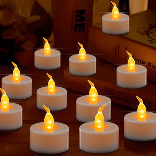 Frasheng 39 Stück LED Teelichter Flammenloses Kerzen, Elektrische Flackernde Batteriebetriebene Kerzen, Realistische Flamme Helle Blinkend Teelicht für Hochzeit, Festival, Parteien, Warmes Gelb von Frasheng