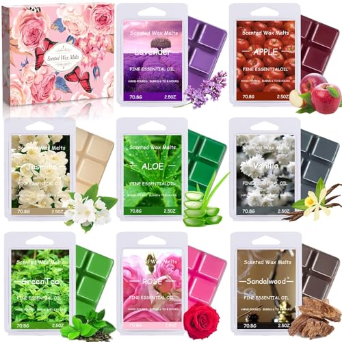 Frasheng 8 Stück Duftwachswürfel Aromatherapy Wax Block,Duftwachs ​Wax Melts,100% Sojawachs,Verschiedene Düfte,Raumduft Duftkerze,Geschenk Set für Weihnachten,Geburtstag,Valentinstag von Frasheng