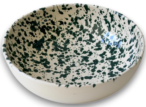 Colì Schale Majolika Salatschüssel große Keramikschale Durchmesser 30 Höhe 11 cm Design grüne Spritzer Tau von Fratelli Colì
