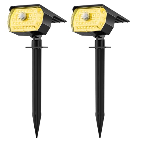 Fratink Solarlampen für Außen mit Bewegungsmelder, 2 Stück 43LED SolarStrahler 3000K Warmweiß Solarleuchten für Außen Garten, 3 Modi Solar Gartenleuchten Solar Strahler Aussen Weg Hof Gehweg von Fratink