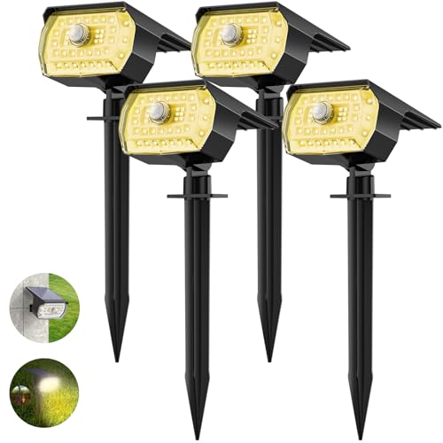 Fratink Solarlampen für Außen mit Bewegungsmelder, 4 Stück 43LED SolarStrahler 3000K Warmweiß Solarleuchten für Außen Garten, 3 Modi Solar Gartenleuchten Solar Strahler Aussen Weg Hof Gehweg von Fratink