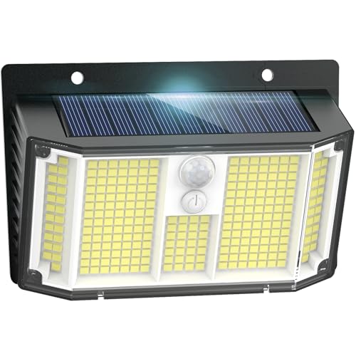 Solarlampen für Außen, 268 LED 3 Modi Solarleuchten für Außen mit Bewegungsmelder, 270° Superhelle Solar Aussenleuchte IP65 Wasserdichte LED Solar Wandleuchte für Garten Wand Post Garage【1 Stück】 von Fratink