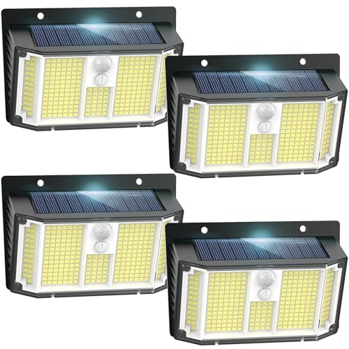 Solarlampen für Außen, 268 LED 3 Modi Solarleuchten für Außen mit Bewegungsmelder, 270° Superhelle Solar Aussenleuchte IP65 Wasserdichte LED Solar Wandleuchte für Garten Wand Post Garage【4 Stück】 von Fratink