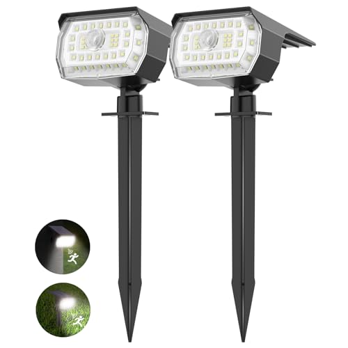 Solarlampen für Außen mit Bewegungsmelder, 2 Stück 43LED SolarStrahler IP65 Wasserdicht Solarleuchten für Außen Garten, 3 Modi Solar Gartenleuchten 6500K Kaltweiß Solar Strahler Aussen Weg Hof Gehweg von Fratink