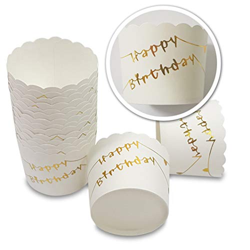 Frau WUNDERVoll® 100 Muffin BACKFORMEN Happy Birthday Gold Durchmesser 6,1 cm/Muffinbackform, Muffinform, Backformen, Backförmchen, Cupcake Formen, Muffin Förmchen Papier von Frau WUNDERVoll