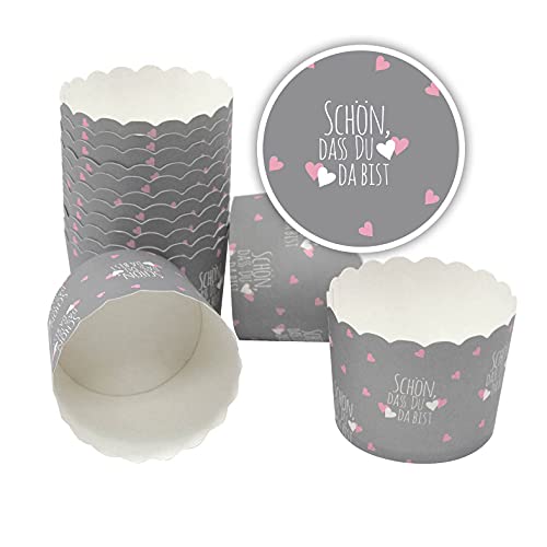 Frau WUNDERVoll® 100 Muffin BACKFORMEN SCHÖN, DASS DU DA BIST, Durchmesser 6,1 cm/Muffinbackform, Muffinform, Backformen, Backförmchen, Cupcake Formen, Muffin Förmchen Papier von Frau WUNDERVoll