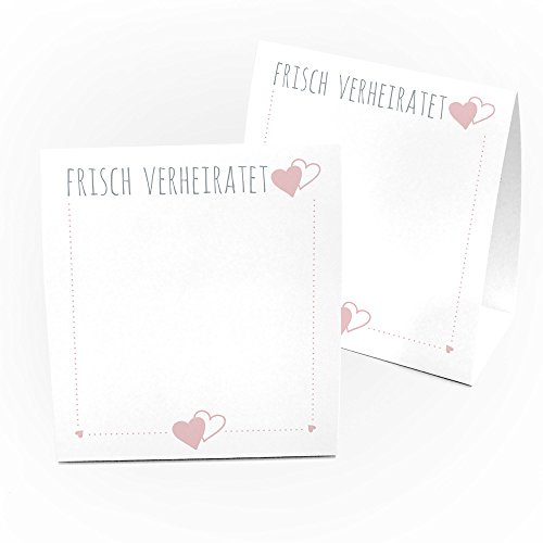 Frau WUNDERVoll® 12 TISCHNUMMERN FRISCH VERHEIRATET, 350 Gramm Papier/Hochzeit Vintage, Tischaufsteller, Tischkarten, Menükarten, Menü, Tisch Nummer, Tischdeko, Dekoration, Hochzeitsdekoration von Frau WUNDERVoll