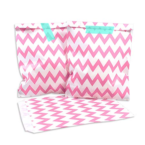 Frau WUNDERVoll® 25 PAPIERTÜTEN PINK, Zacken 13 x 16,5 cm, 45 Gramm Papier, flach/Candy Bar, Hochzeit, Kindergeburtstag, Papiertütchen, Candybag, Tüten, Mitgebseltüten von Frau WUNDERVoll