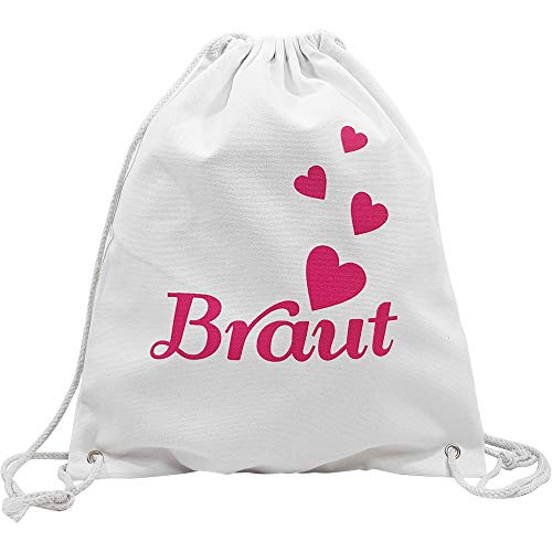 Frau WUNDERVoll® JGA Rucksack Turnbeutel Braut weiß/junggesellenabschied, Mädchen, Braut, Hochzeit, JGA Deko, JGA Accessoires, Mädelsabend, Traumbraut von Frau WUNDERVoll