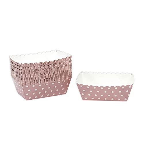 Frau WUNDERVoll® Kuchen Backformen 48 Stück, rosa weiße Punkte/Mini Kuchenform Backformen, Backförmchen, Muffin Backform, Papierbackform, Förmchen Papier Kastenform Einweg Backform von Frau WUNDERVoll