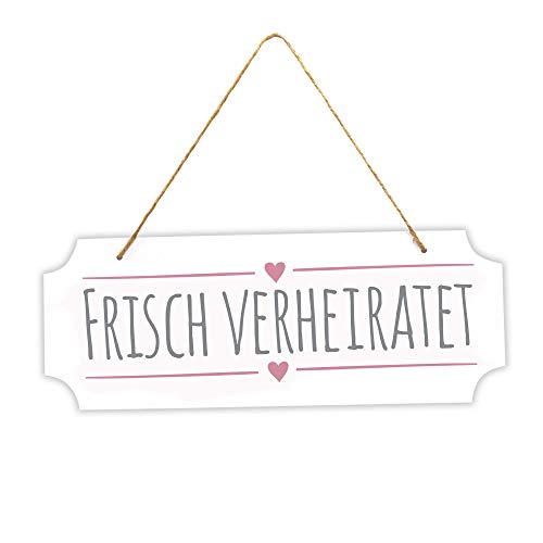 Frau WUNDERVoll® Schild FRISCH VERHEIRATET, 40 x 15 cm, Holz/Wegweiser, Hochzeit Vintage, Hochzeitsschild, Kirche, Standesamt, Stuhldekoration, Hochzeitsgeschenke Brautpaar Schild von Frau WUNDERVoll