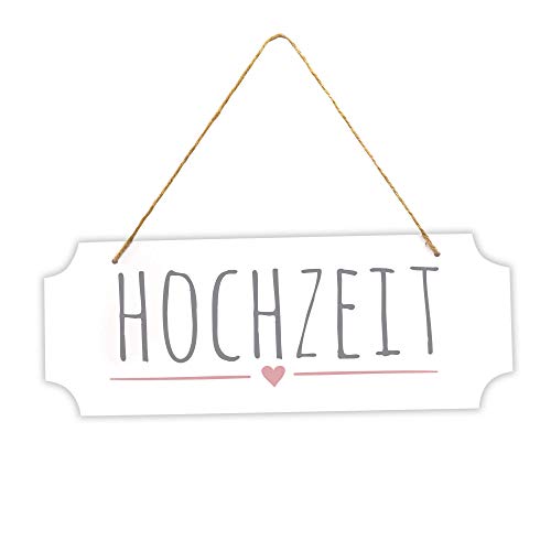 Frau WUNDERVoll® Schild Hochzeit aus Holz, 40 x 15 cm/Wegweiser, Hochzeit Vintage, Hochzeitsschild, Kirche, Standesamt, Stuhldekoration, Hochzeitsgeschenke Brautpaar Schild von Frau WUNDERVoll