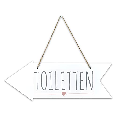 Frau WUNDERVoll® Schild Pfeil Toilette, 40 x 15 cm, Holz, beidseitig Bedruckt/Wegweiser, WC, Party, Feier, Hochzeit Vintage, Hochzeitsschild, Schilder, Banner, Toiletten von Frau WUNDERVoll