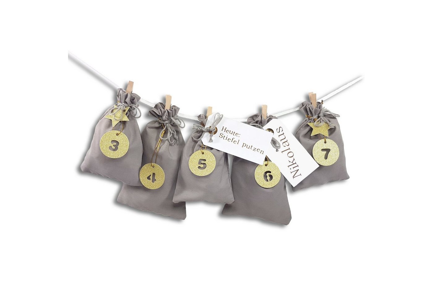 Frau WUNDERVoll befüllbarer Adventskalender Adventskalender Schneeflöckchen Stoffbeutel grau Frau WUNDERVoll befüllbarer Adventskalender Adventskalender Schneeflöckchen Stoffbeutel grau von Frau WUNDERVoll