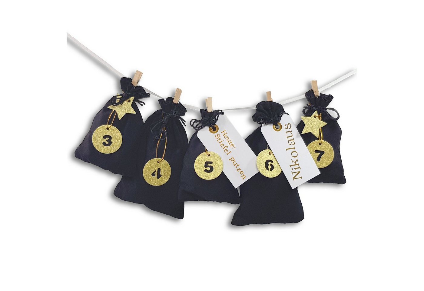 Frau WUNDERVoll befüllbarer Adventskalender Adventskalender Schneeflöckchen Stoffbeutel schwarz Frau WUNDERVoll befüllbarer Adventskalender Adventskalender Schneeflöckchen Stoffbeutel schwarz von Frau WUNDERVoll