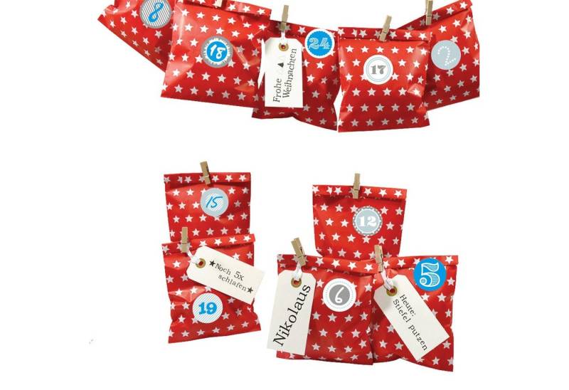 Frau WUNDERVoll befüllbarer Adventskalender Adventskalender Bescherung, rot Stern, Ziffern blau Frau WUNDERVoll befüllbarer Adventskalender Adventskalender Bescherung, rot Stern, Ziffern blau von Frau WUNDERVoll