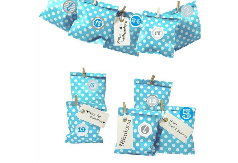 Frau WUNDERVoll befüllbarer Adventskalender Adventskalender Bescherung, beachblau Punkt, Ziffern blau Frau WUNDERVoll befüllbarer Adventskalender Adventskalender Bescherung, beachblau Punkt, Ziffern blau von Frau WUNDERVoll