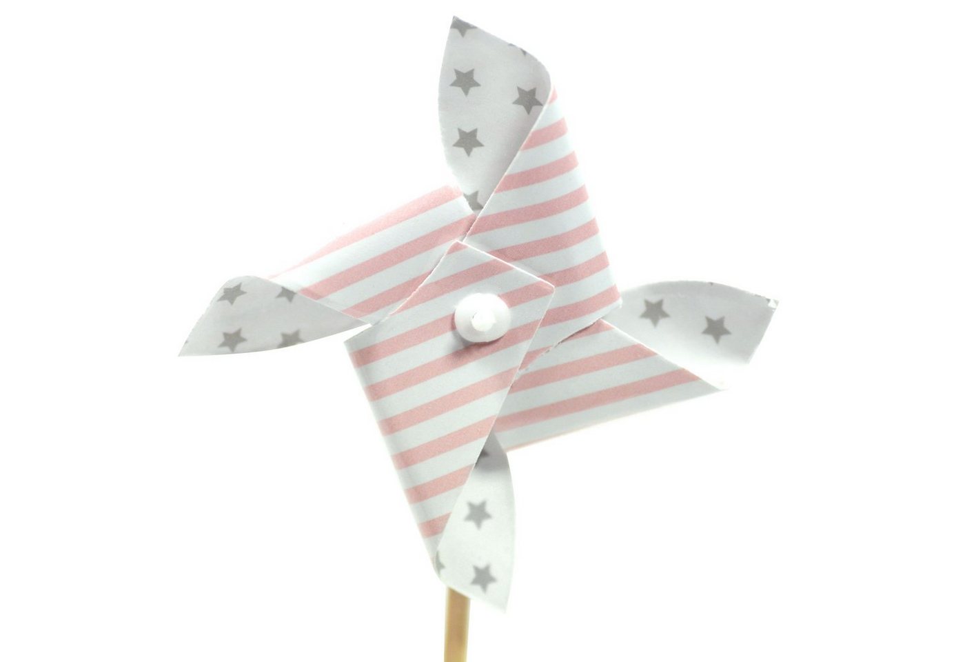 Frau WUNDERVoll Muffinform 25 Deko Topper Windmühle, graue Sterne, rosa Streifen von Frau WUNDERVoll