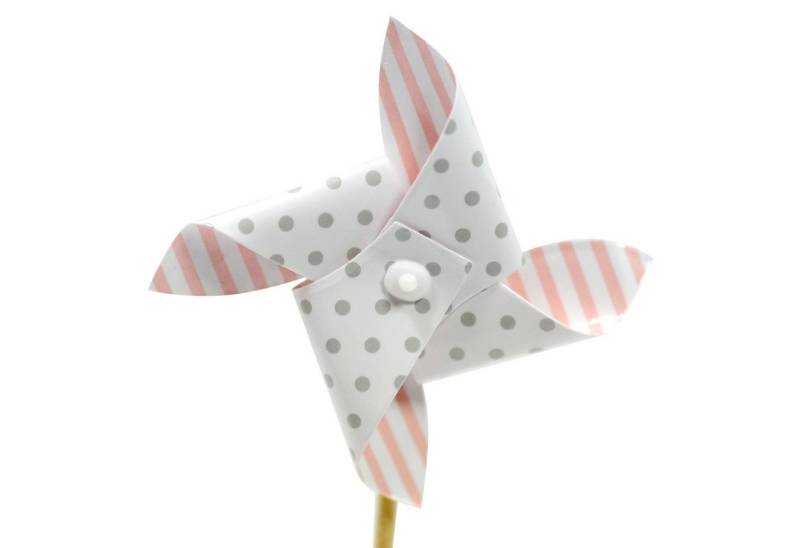 Frau WUNDERVoll Muffinform 25 Deko Topper Windmühle Design 2 rosa Streifen, graue Punkte von Frau WUNDERVoll