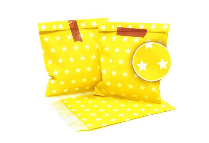 Frau WUNDERVoll Papierdekoration 25 Papiertüten - gelb mit weißen Sternen von Frau WUNDERVoll