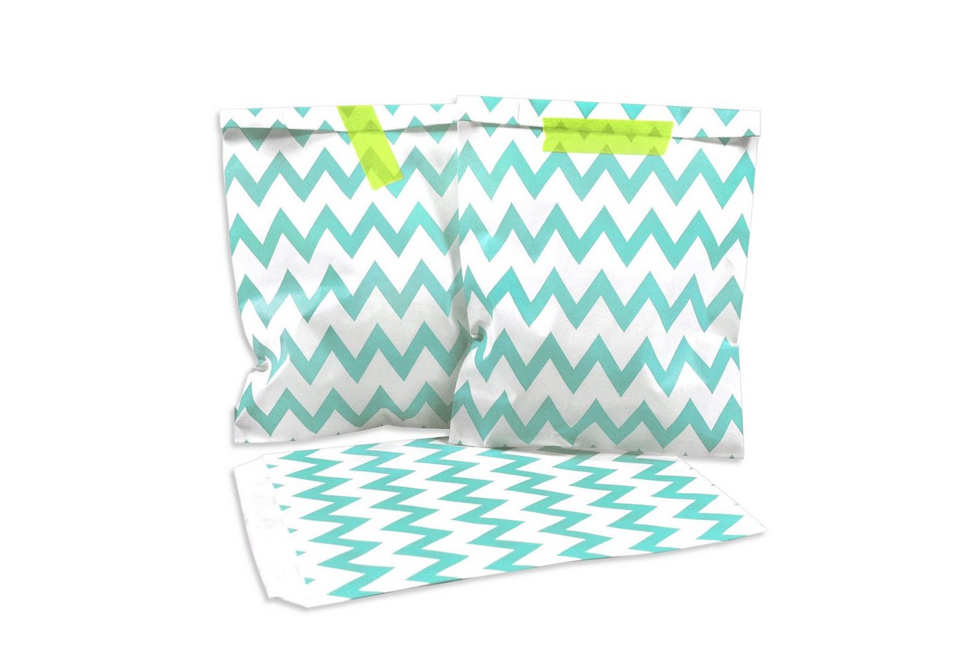 Frau WUNDERVoll Papierdekoration 100 Papiertüten - türkise Zacken / Chevron (Vorteilsmenge) von Frau WUNDERVoll