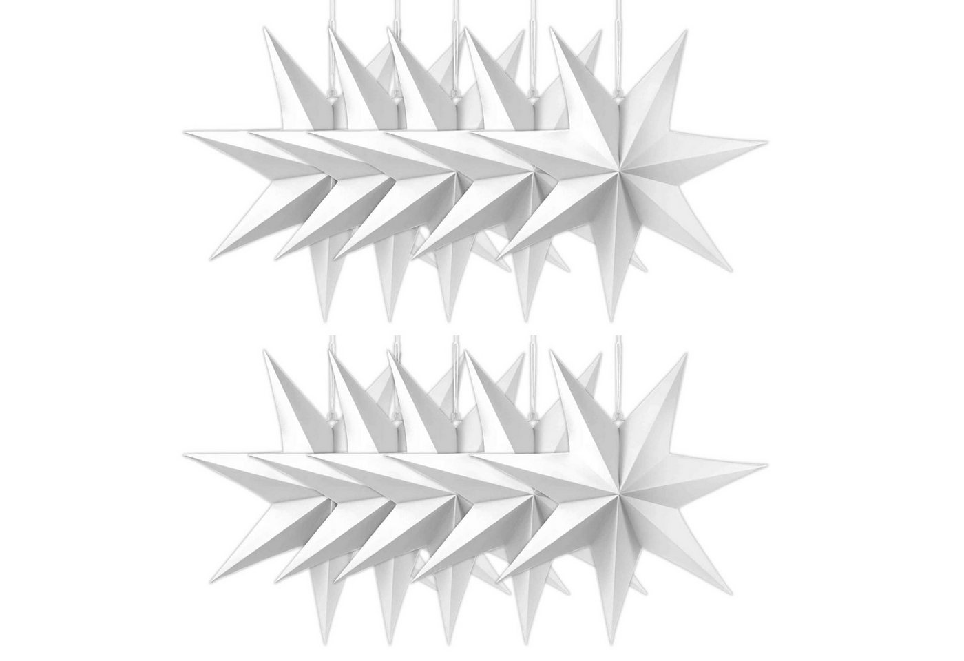 Frau WUNDERVoll Papiersterne 10 Faltsterne - weiß, Ø 40 cm, 7 Zacken, geschlossene Oberfläche Frau WUNDERVoll Papiersterne 10 Faltsterne - weiß, Ø 40 cm, 7 Zacken, geschlossene Oberfläche von Frau WUNDERVoll