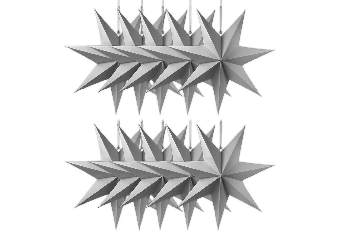 Frau WUNDERVoll Papiersterne 10 Faltsterne - grau, Ø 40 cm, 7 Zacken Frau WUNDERVoll Papiersterne 10 Faltsterne - grau, Ø 40 cm, 7 Zacken von Frau WUNDERVoll