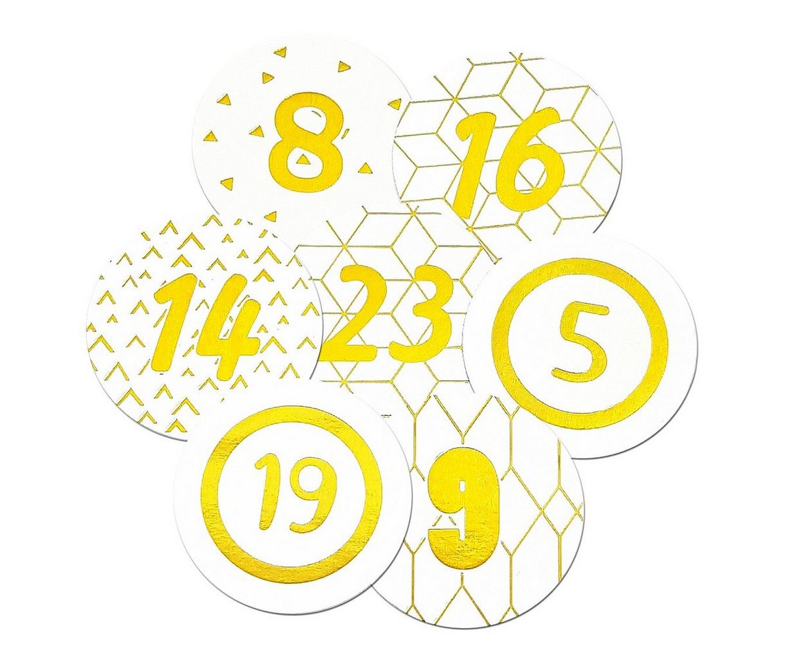 Frau WUNDERVoll Sticker 24 Adventskalenderzahlen Aufkleber weiß, gold, Durchmesser 4 cm Frau WUNDERVoll Sticker 24 Adventskalenderzahlen Aufkleber weiß, gold, Durchmesser 4 cm von Frau WUNDERVoll