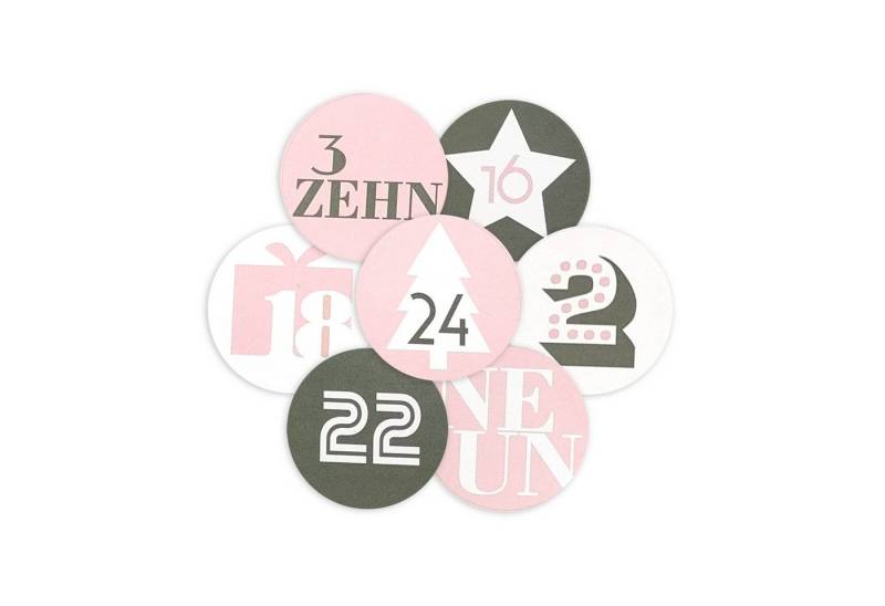 Frau WUNDERVoll Sticker 24 Adventskalenderzahlen - rosa-grau von Frau WUNDERVoll