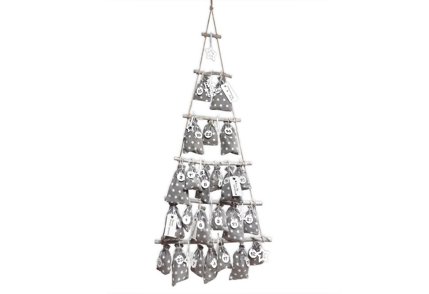 Frau WUNDERVoll Sticker Adventskalender grau weiße Sterne Weihnachtsbaum Holz Frau WUNDERVoll Sticker Adventskalender grau weiße Sterne Weihnachtsbaum Holz von Frau WUNDERVoll