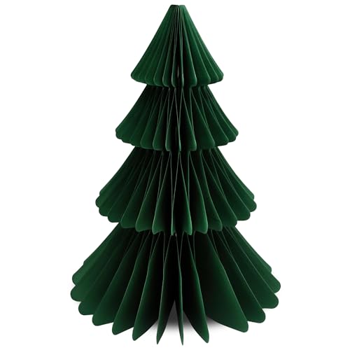 Frau WunderVoll® Papierbaum matt grün Magnetverschluss Ø22cm H30cm / Tannenbaum Weihnachtsbaum Weihnachten Dekoration Tischdeko Weihnachtsdeko Weihnachtsdekoration Fenster-Deko von Frau WunderVoll