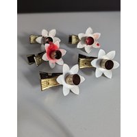 Antike Weihnachtsbaumkerzenclips - 5 Stück Im Set Blumenform Vintage Kerzenhalter Aus Metall von FrauAntics