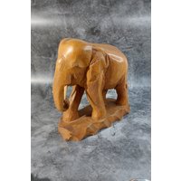 Großer Vintage Elefant Aus Holz - Statue Xl Figur von FrauAntics