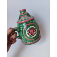 Ulmer Keramik Kerzenhalter, Handbemaltes Teelicht, Pastellfarbenes Dekor, Kerzenwärmer von FrauAntics