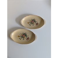 Villeroy Boch Tablett, Vintage Porzellan Paar Ovale Schalen, Serie Rosemarie Mit Blumendekor von FrauAntics