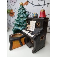 Vintage Keramik Klavier Kerzenständer, Weihnachtsteelicht, Weihnachtsdeko von FrauAntics