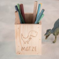 stiftehalter/stiftebecher Aus Holz - Personalisiert | Design Dino von FrauKopfkino