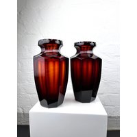 2 X Vase Art Nouveau Im Stil Von Josef Hoffmann/Karl Moser - Vermutlich Karlsbad Böhmen in Braun Facettiertem Glas 18 cm 850 G 2 X Vase Art Nouveau Im Stil Von Josef Hoffmann/Karl Moser - Vermutlich Karlsbad Böhmen in Braun Facettiertem Glas 18 cm 850 G von FrauVaseDesigns