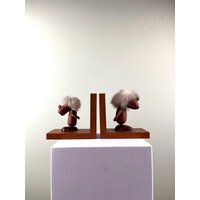 2 X Vintage Teakholz Buchstütze/Bookend Holz Teak Danish I Dänemark 70Er Optimist Pessimist Holzfigur - Zugeschrieben Hans Bølling von FrauVaseDesigns