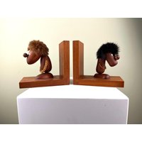 2 X Vintage Teakholz Buchstütze/Bookend Holz Teak Danish I Dänemark 70Er Optimist Pessimist Holzfigur - Zugeschrieben Hans Bølling von FrauVaseDesigns