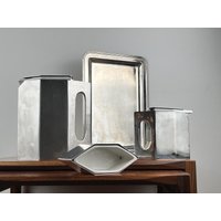 Cibici Italian, 20Th Century I Art Deco Cubist Style Silverplated Tableware Bauhaus Style, Signed von FrauVaseDesigns