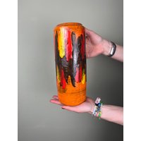 Fat Lava Keramik Vase Nr. 532-28 Scheurich, 1970Er I Vintage West German Pottery Keramikvase, Scheurichvase 532 Rot, Gelb von FrauVaseDesigns