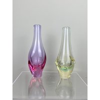 Miloslav Klinger I 2 X Glas Vase Citrin Und Neodymin - Zbs Boho Czech Glasvase Rosa Gelb Zelesny Brod Miloslav Klinger I 2 X Glas Vase Citrin Und Neodymin - Zbs Boho Czech Glasvase Rosa Gelb Zelesny Brod von FrauVaseDesigns