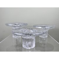 Set Aus 3 Kerzenleuchtern I Design Timo Sarpaneva Model " Bolero Für Iittala, Finnland Glas Leuchter von FrauVaseDesigns